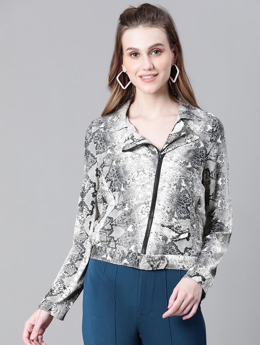 women animal print long sleeves jacket - 20573056 - Zoom Image - 0