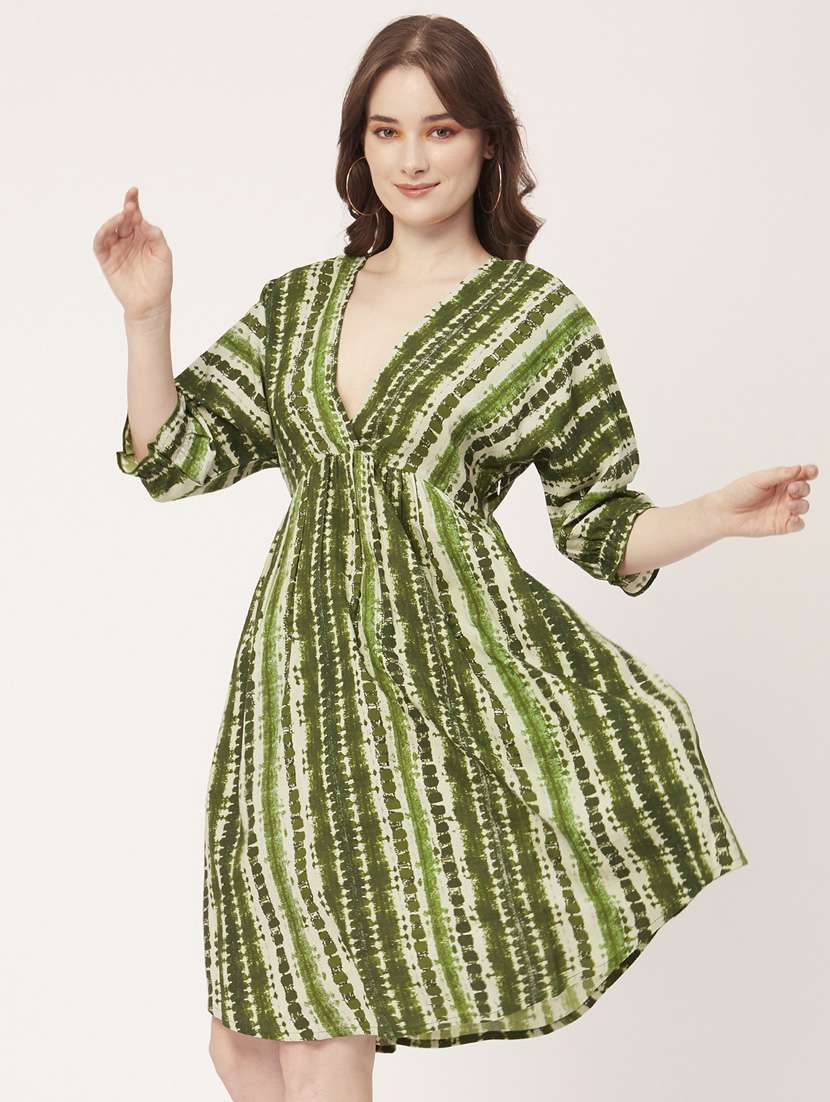 women tie & dye printed fit & flare dress - 20573524 -  Standard Image - 1