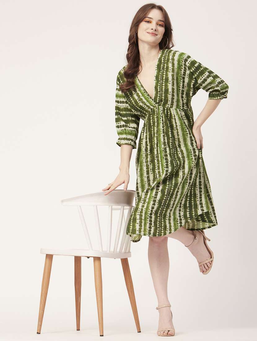 women tie & dye printed fit & flare dress - 20573524 -  Standard Image - 4