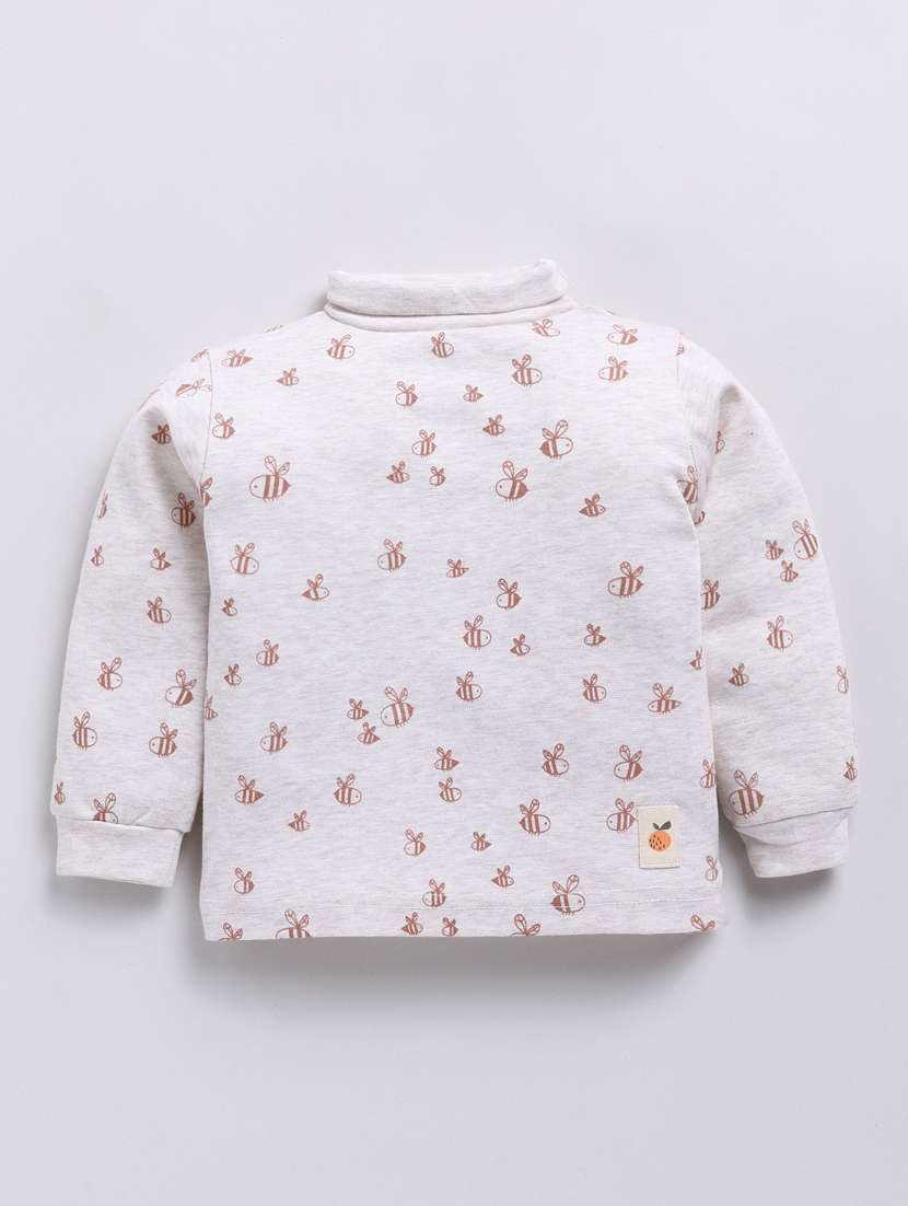 boys light grey printed turtle neck t-shirt - 20579662 - Standard Image - 1