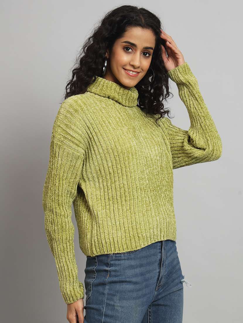 women green turtle neck pullover - 20579737 -  Standard Image - 1