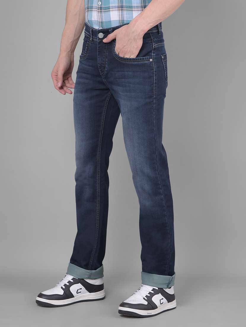 men washed mid rise full length straight fit jeans - 20586034 -  Standard Image - 1