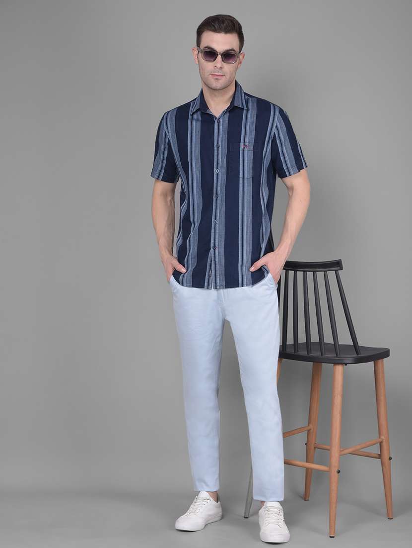 navy blue striped casual shirt - 20586534 -  Standard Image - 4