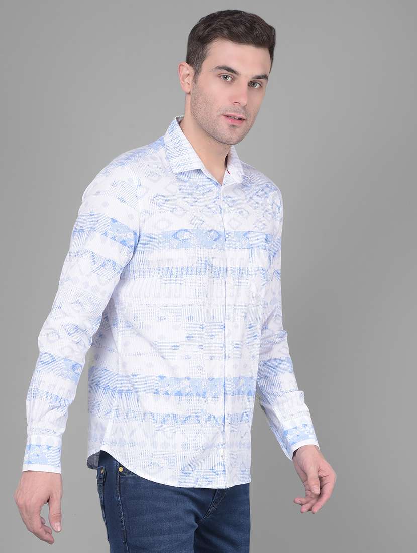 men light blue self design casual shirt - 20586535 -  Standard Image - 1