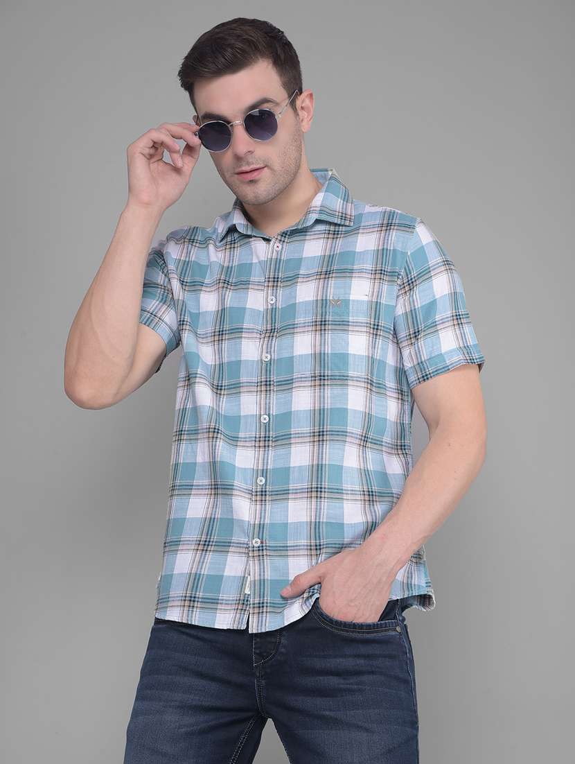 blue checkered casual shirt