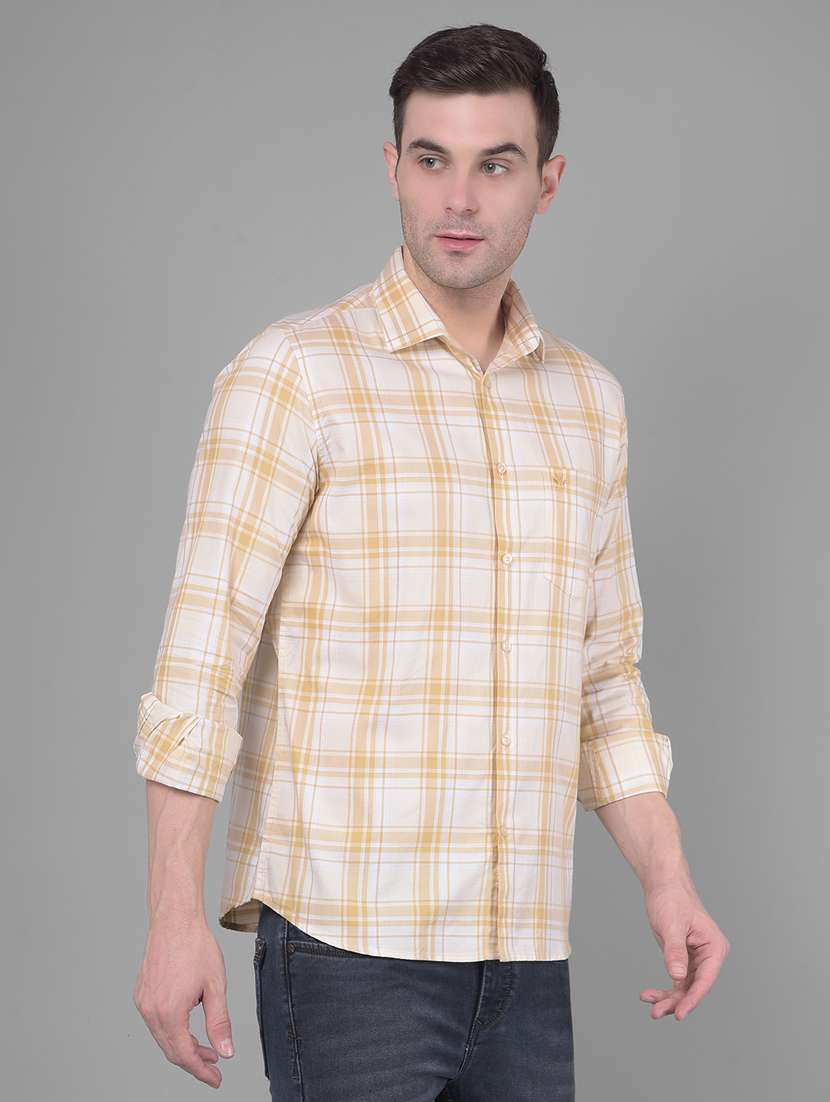 beige checkered casual shirt - 20586548 -  Standard Image - 1