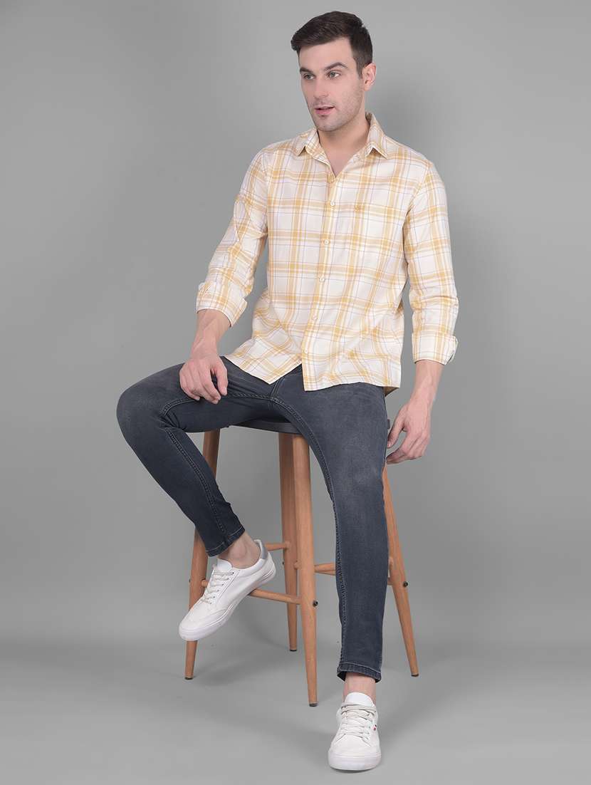 beige checkered casual shirt - 20586548 -  Standard Image - 4