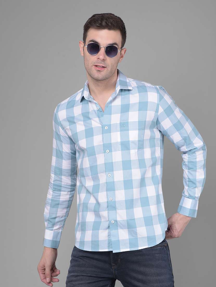 green checkered casual shirt