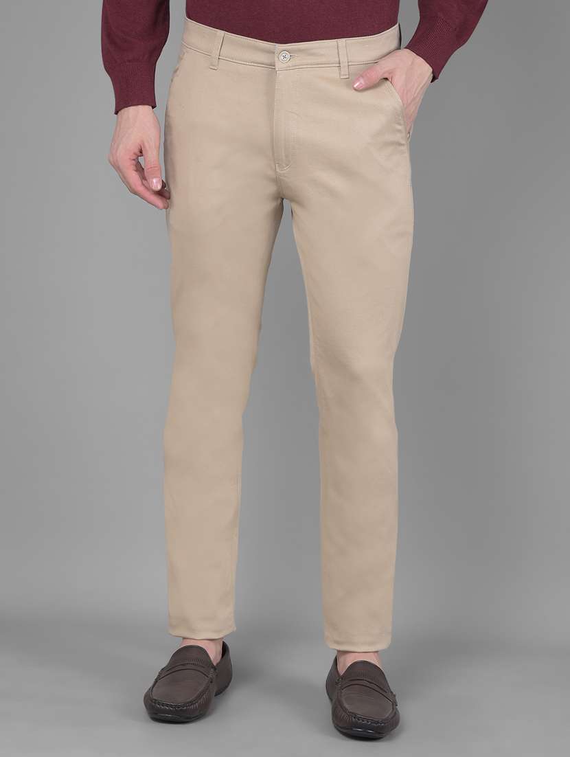 men solid ankle length chinos