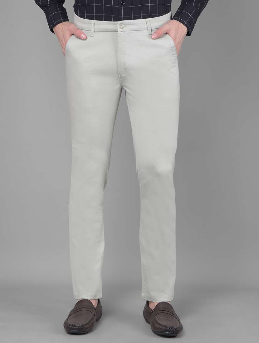 men solid ankle length chinos