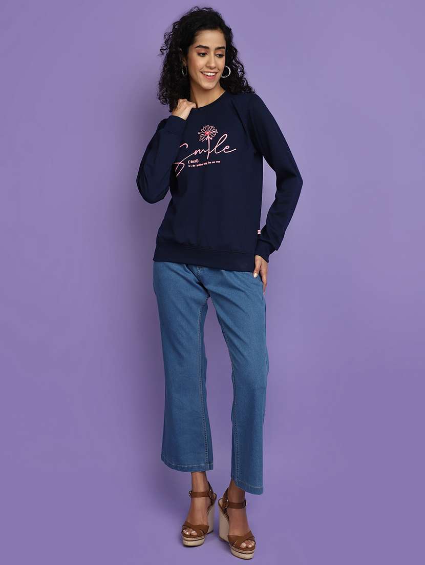 women round neck typographic sweatshirt - 20587555 -  Standard Image - 4