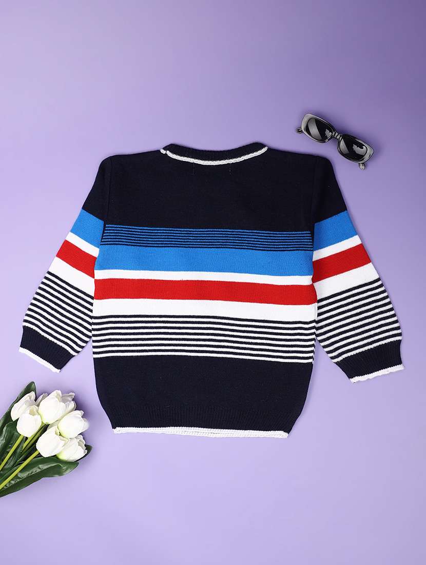 navy blue self design detailed sweater - 20587580 - Standard Image - 1