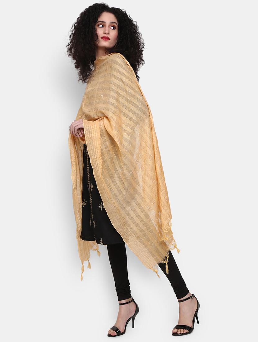women beige self designed dupatta - 20587652 - Standard Image - 1