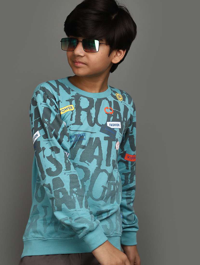 boys light blue typographic sweatshirt - 20588403 -  Standard Image - 1