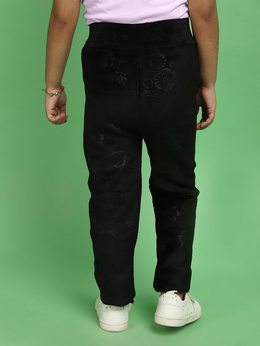 kids black self design leggings - 20588847 - Standard Image - 4