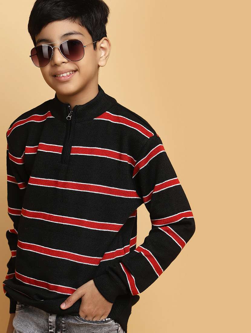 black striped printed detailed sweater - 20589103 - Standard Image - 1