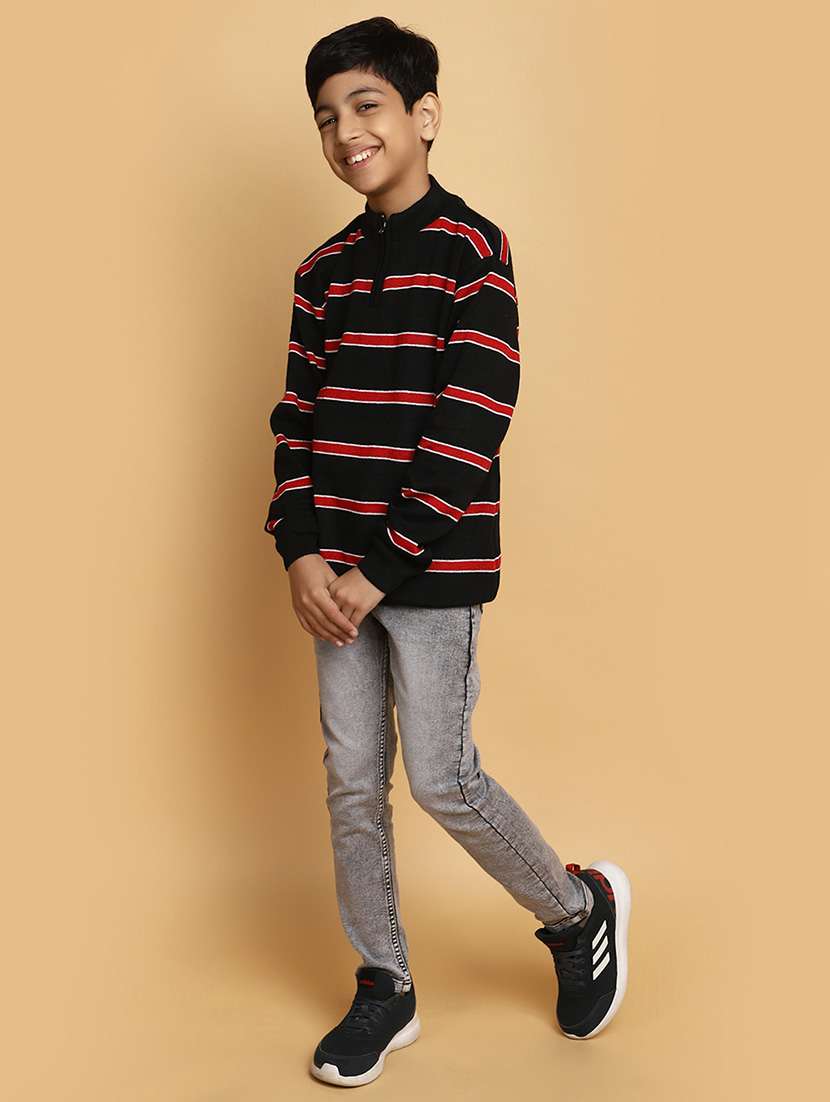 black striped printed detailed sweater - 20589103 - Standard Image - 4