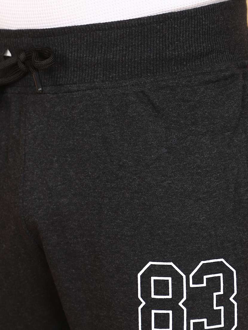 men balck placement print mid rise jogger - 20589700 -  Standard Image - 4