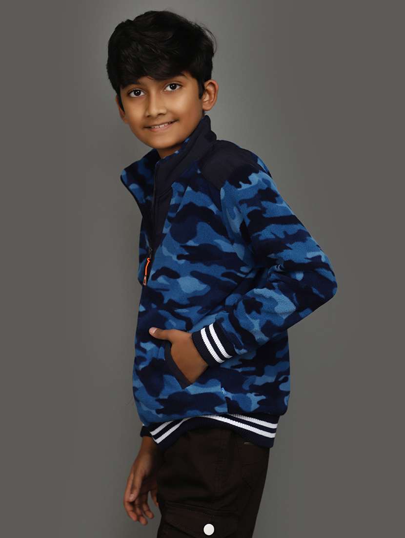 boys blue camouflage print sweatshirt - 20589737 - Standard Image - 1
