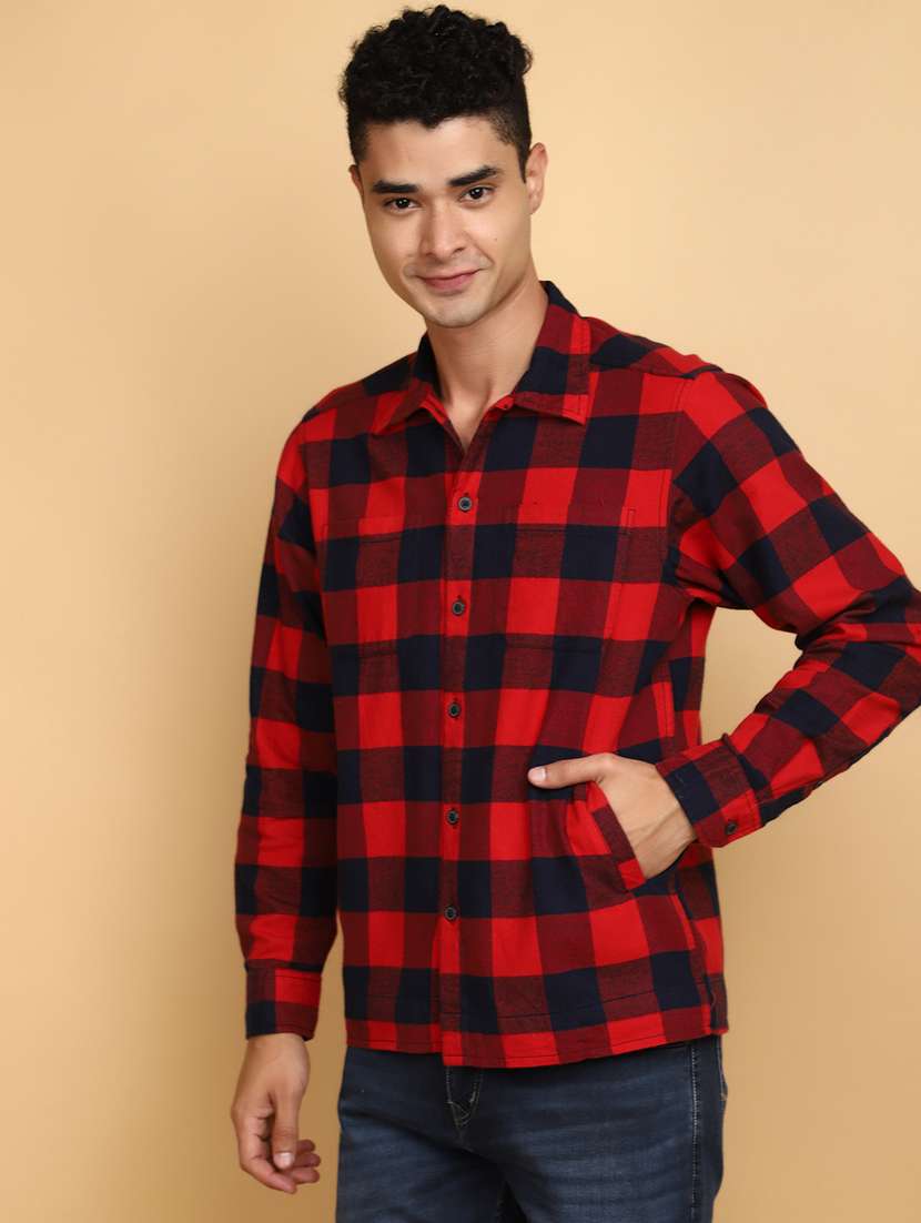 men red regulal fit long sleeves shirt - 20589741 -  Standard Image - 1