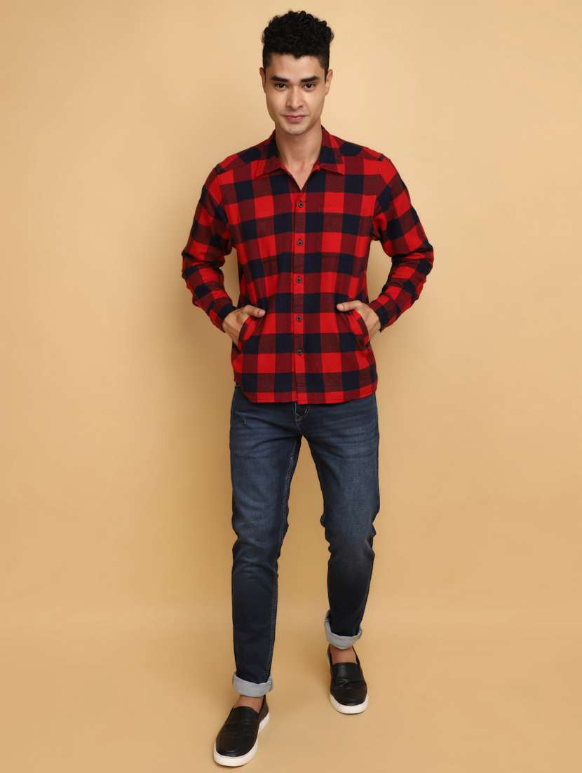 men red regulal fit long sleeves shirt - 20589741 -  Standard Image - 4
