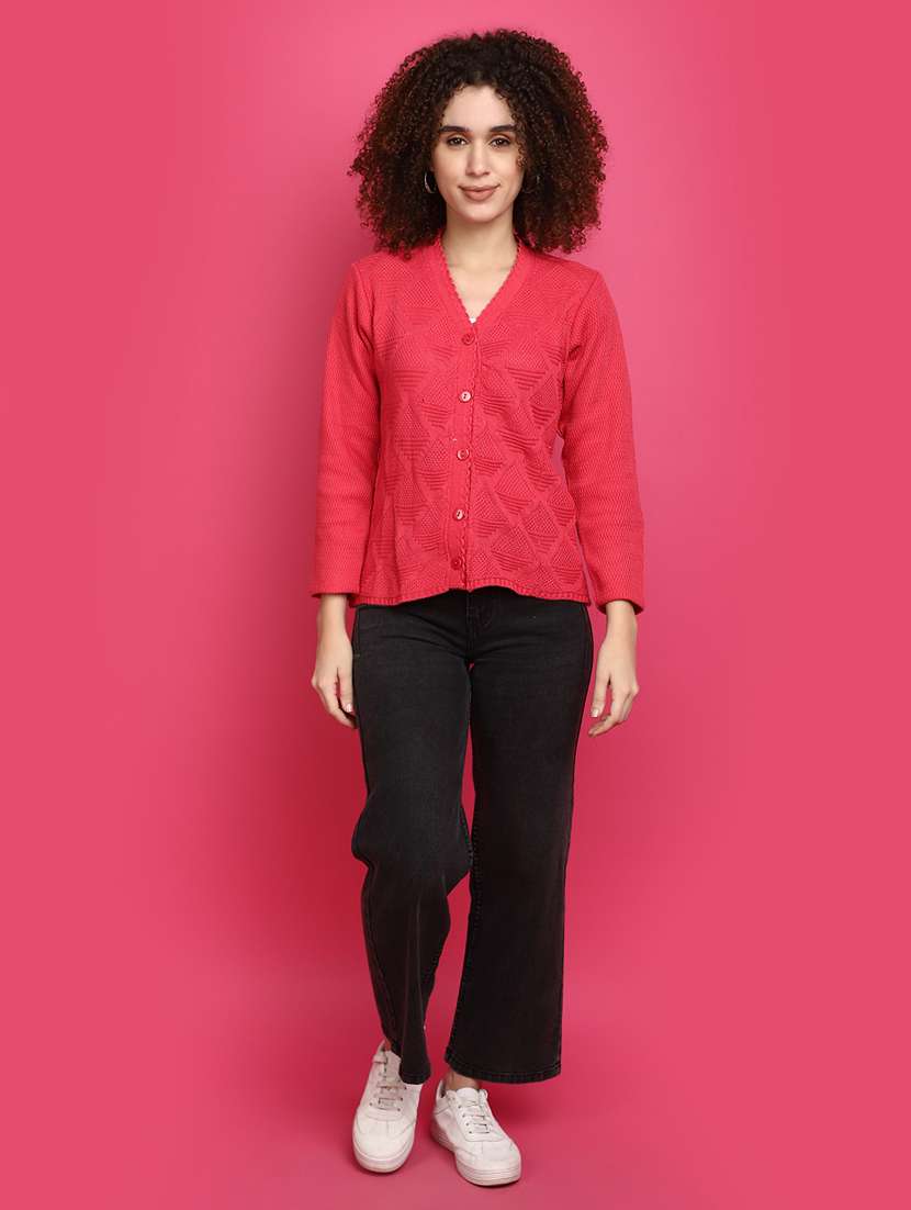women coral long sleeves cardigans - 20589863 - Standard Image - 4