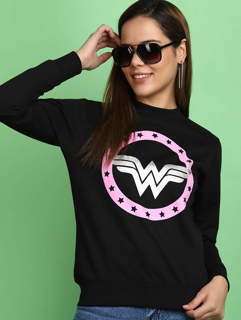 women black front print sweatshirt - 20589910 -  Standard Image - 1