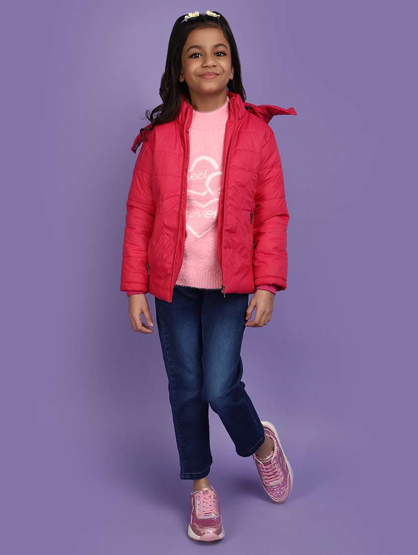 fuchsia solid hooded jacket - 20589949 - Standard Image - 4