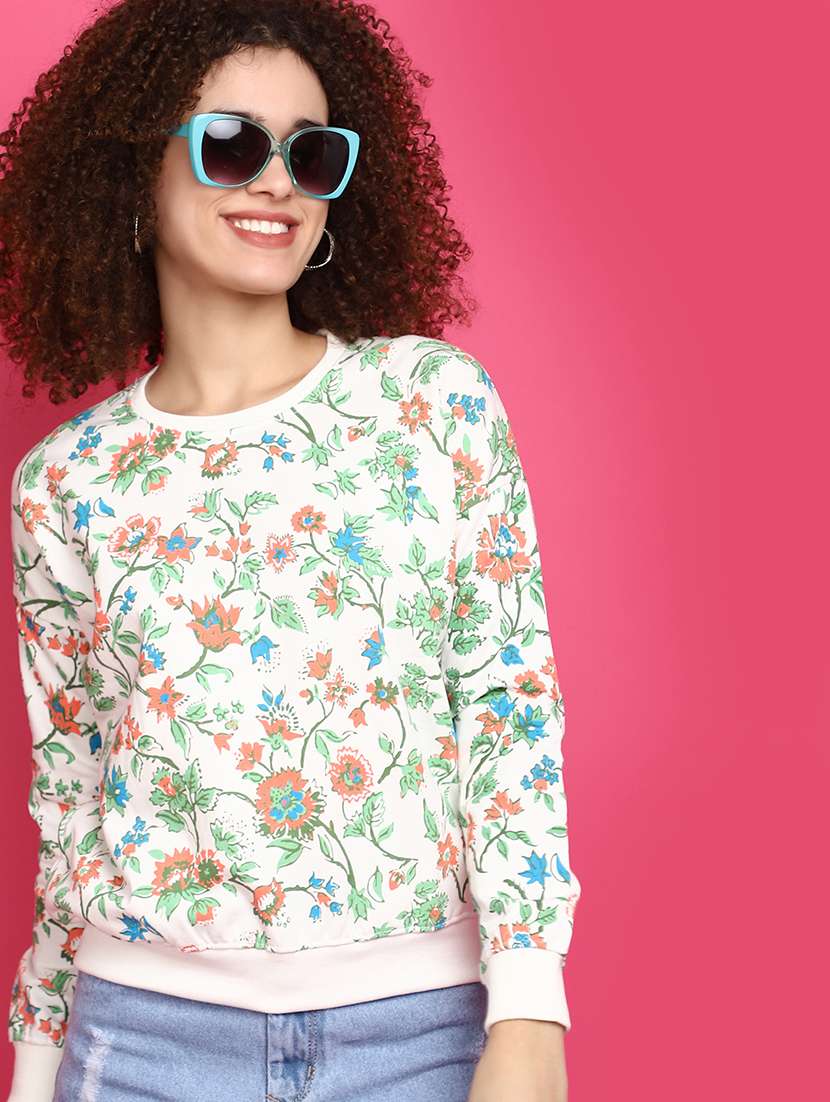 women round neck floral printed sweatshirt - 20589960 -  Standard Image - 1