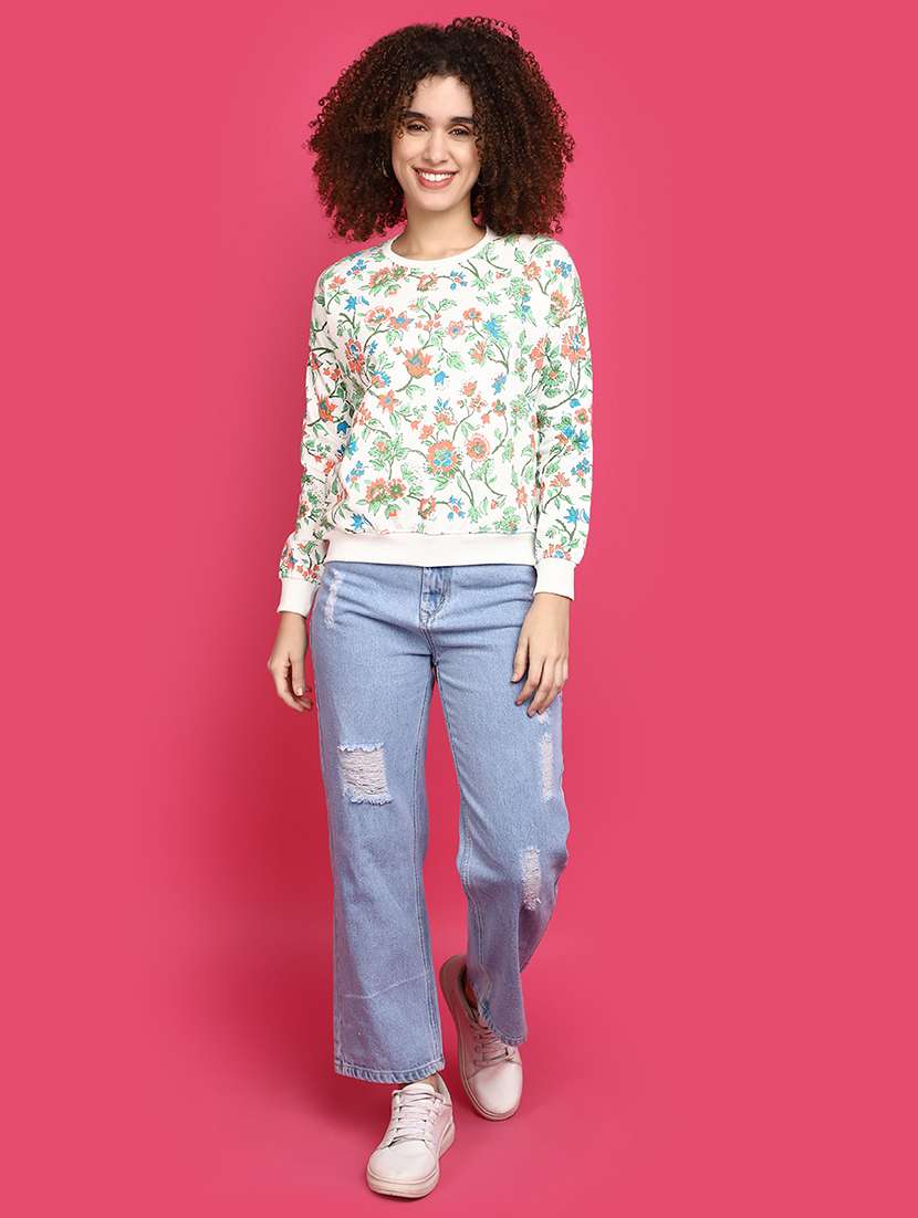 women round neck floral printed sweatshirt - 20589960 -  Standard Image - 4