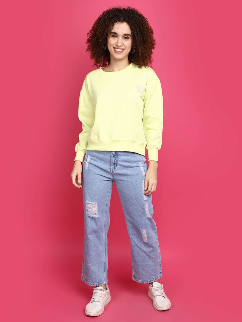women round neck solid sweatshirt - 20590006 -  Standard Image - 4