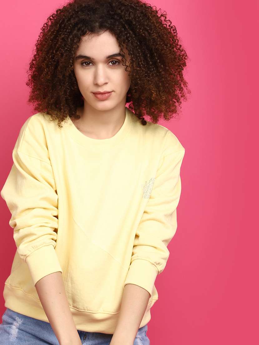 women round neck solid sweatshirt - 20590008 - Standard Image - 1