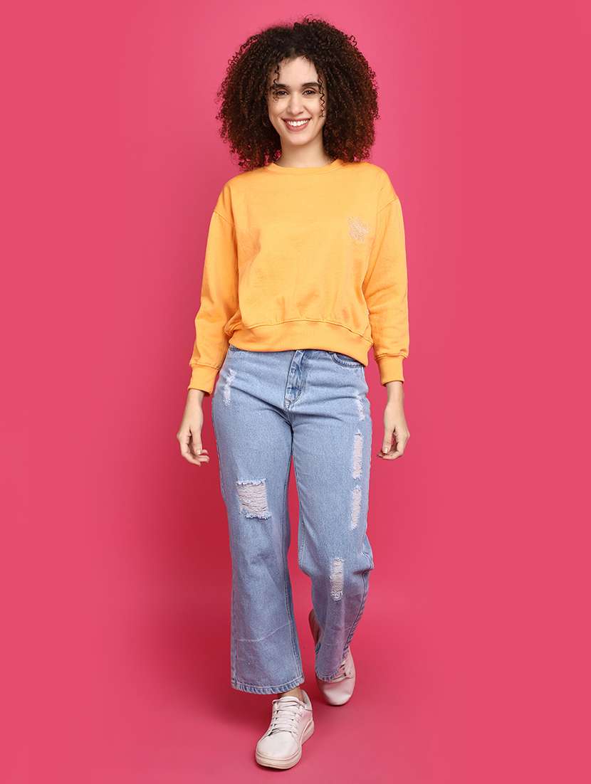 women round neck solid sweatshirt - 20590009 -  Standard Image - 4