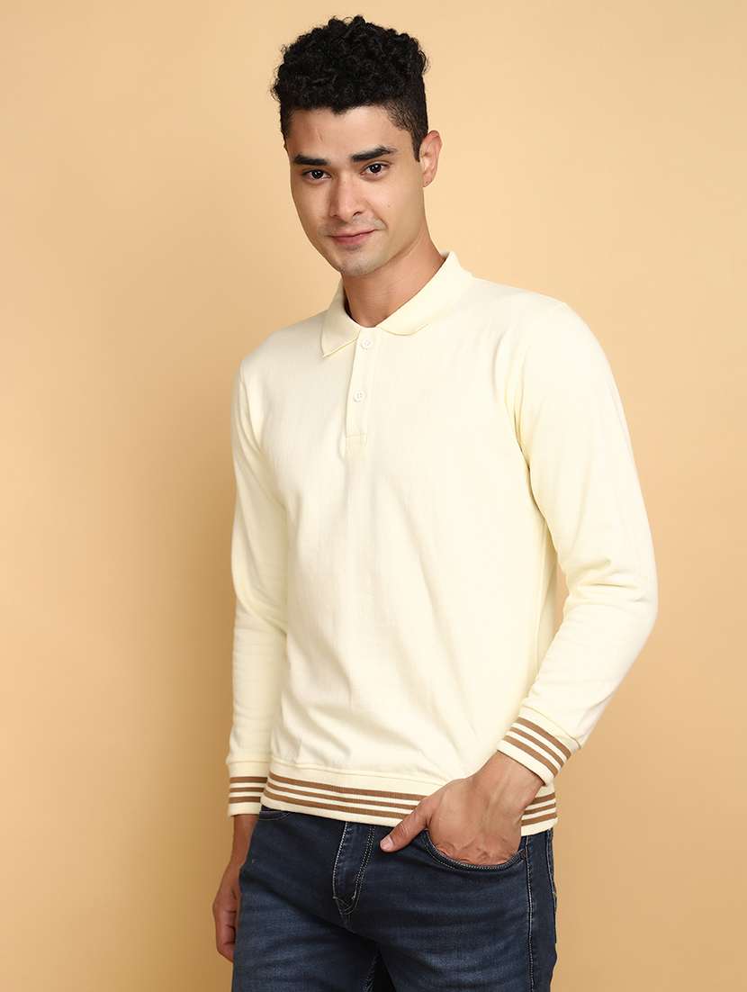 off white polo neck sweatshirt - 20590034 - Standard Image - 1