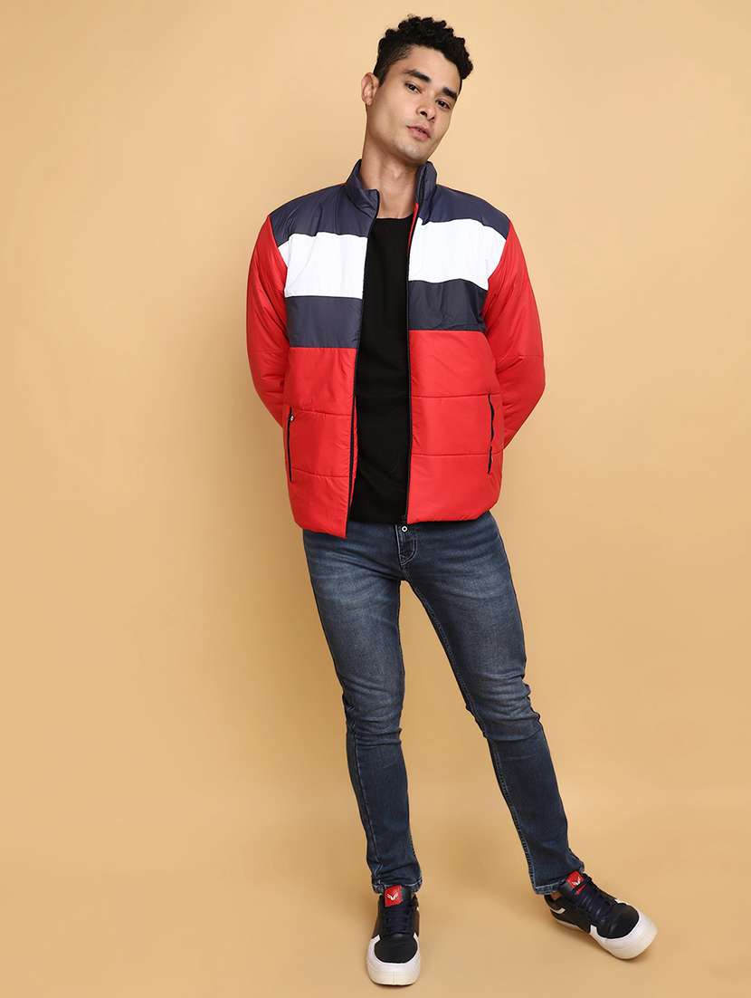 men long sleeved color block quilted jacket - 20590056 - Standard Image - 4
