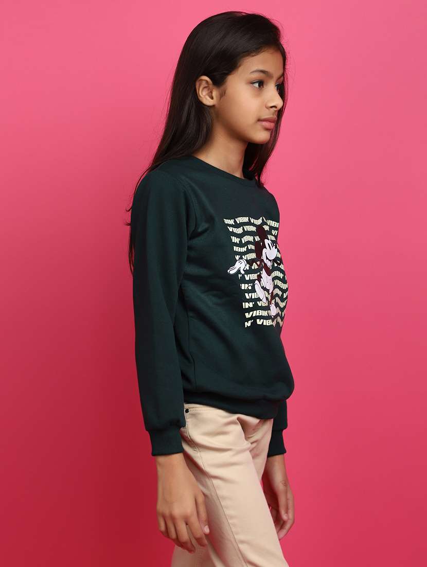 green front printed detailed sweatshirt - 20590139 -  Standard Image - 1