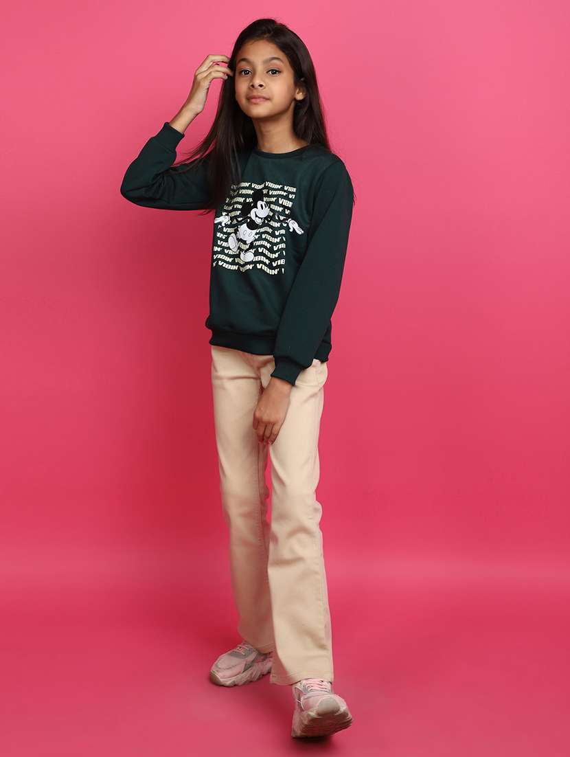 green front printed detailed sweatshirt - 20590139 -  Standard Image - 4