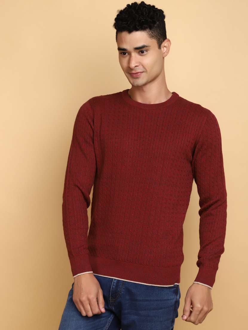 men long sleeves self design pullover