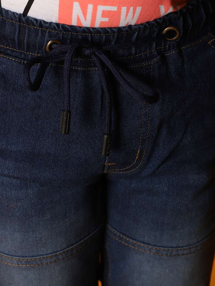 solid navy blue detailed jogger jeans - 20590197 -  Standard Image - 4