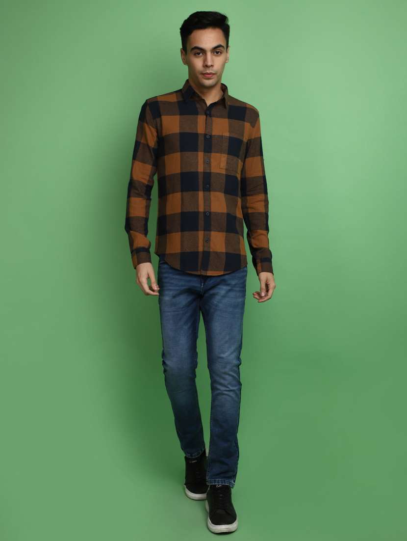 brown checkered casual shirt - 20590261 -  Standard Image - 4
