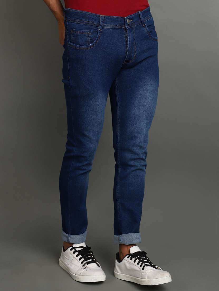 men mid rise plain denim jeans - 20590656 -  Standard Image - 1
