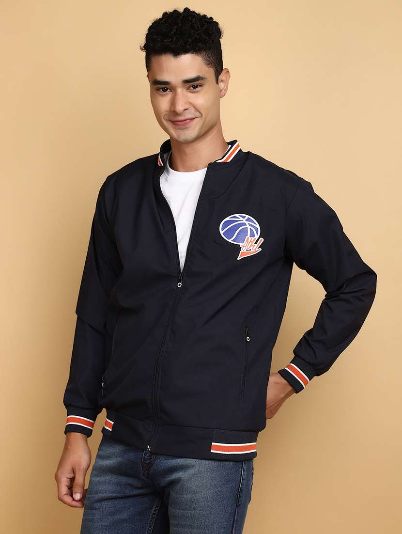 navy blue cotton casual jacket - 20590773 -  Standard Image - 1