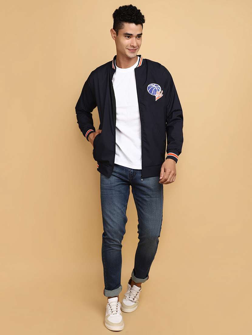 navy blue cotton casual jacket - 20590773 -  Standard Image - 4