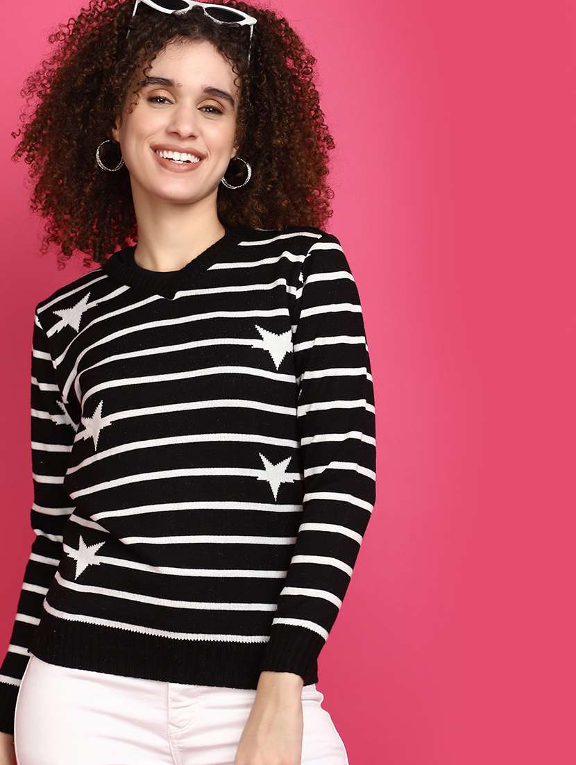 women black stripes pullover - 20590889 -  Standard Image - 1