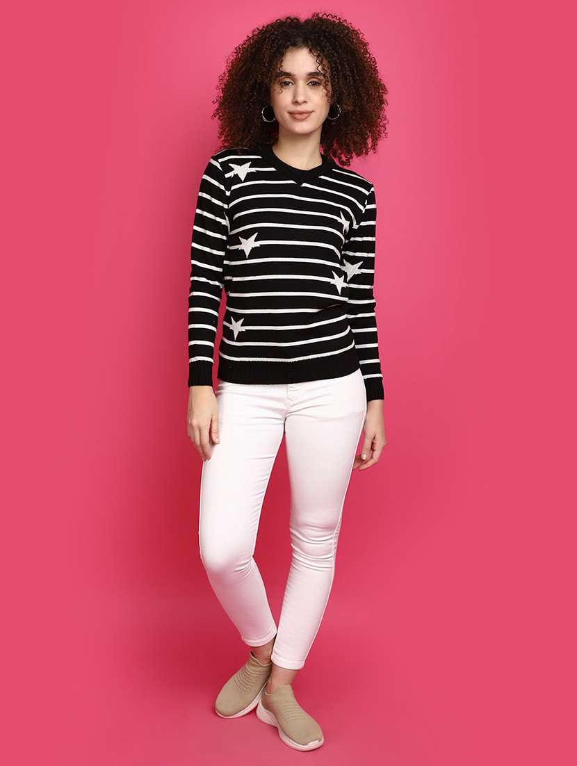 women black stripes pullover - 20590889 - Standard Image - 4