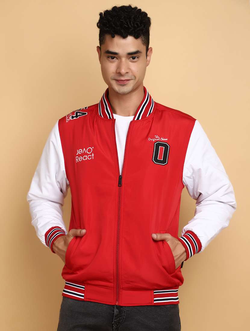 men color block long sleeve quilted jacket