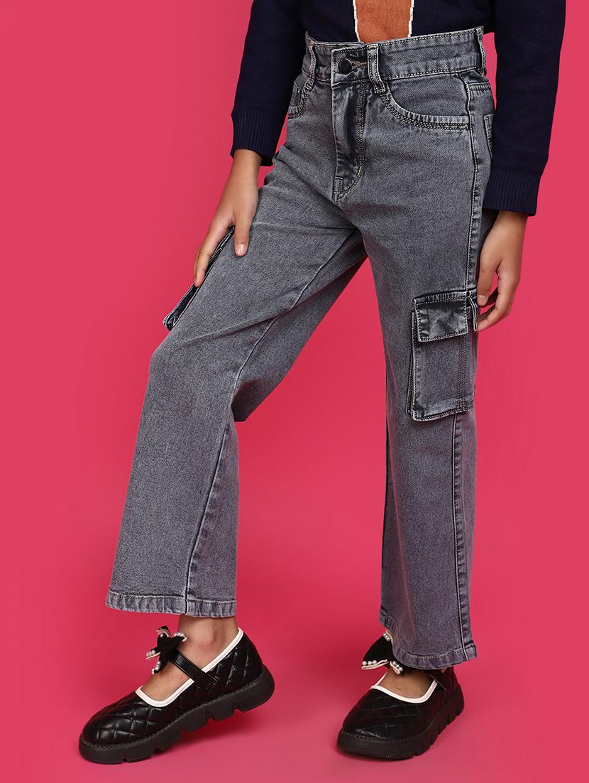 solid grey cargo denim jeans - 20591013 - Standard Image - 1