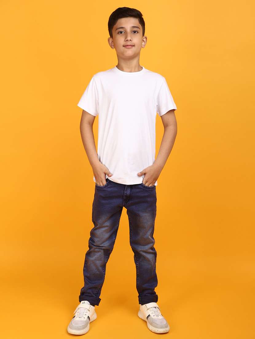 solid blue slim fit denim jeans - 20591028 -  Standard Image - 4