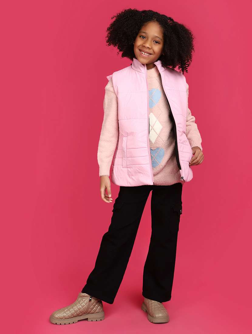 girls pink solid quilted jacket - 20591036 -  Standard Image - 4