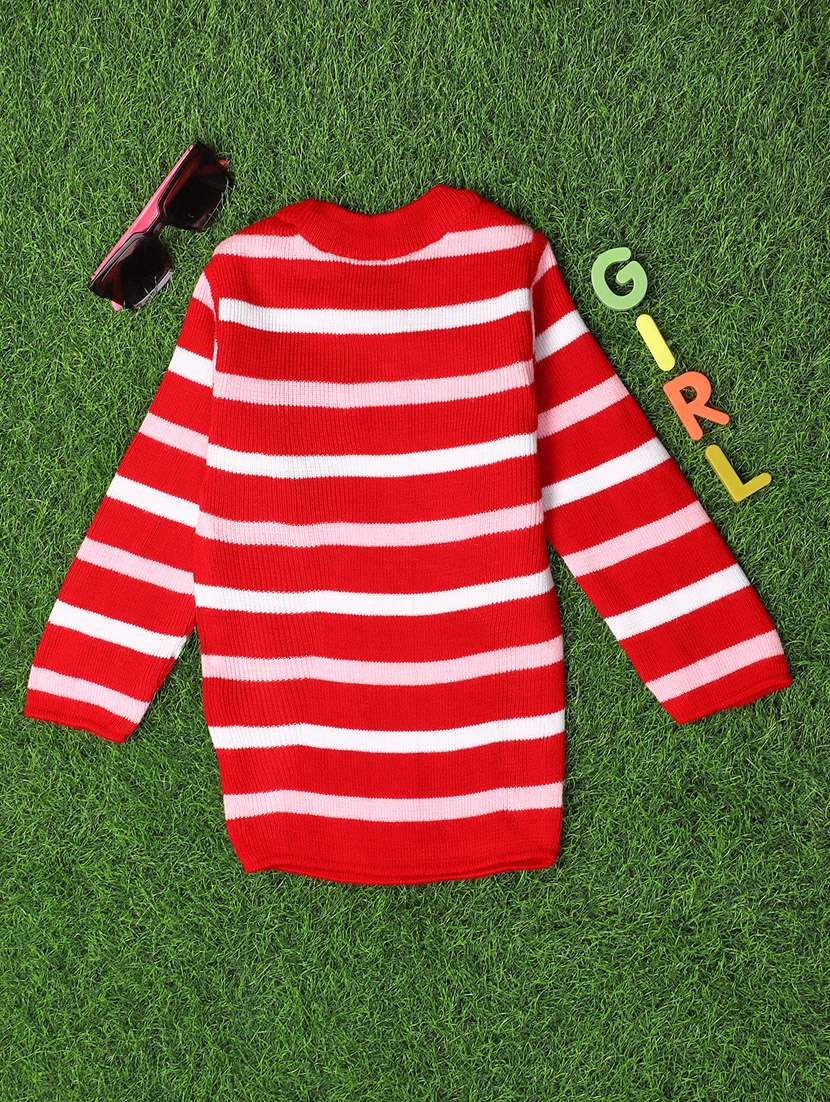 girls stripes self design sweatshirt - 20591037 -  Standard Image - 1